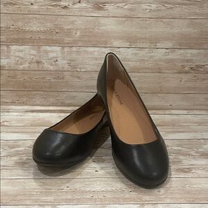 Sun + Stone Women Eliana Ballet Black Leather Flats NWT SIZE 9W Retails